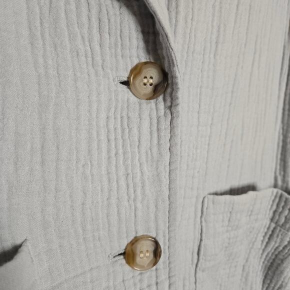 Madewell Lightspun Dorset Gauze Blazer Size L Blue Slub Cotton Nautical Preppy - Picture 5 of 13